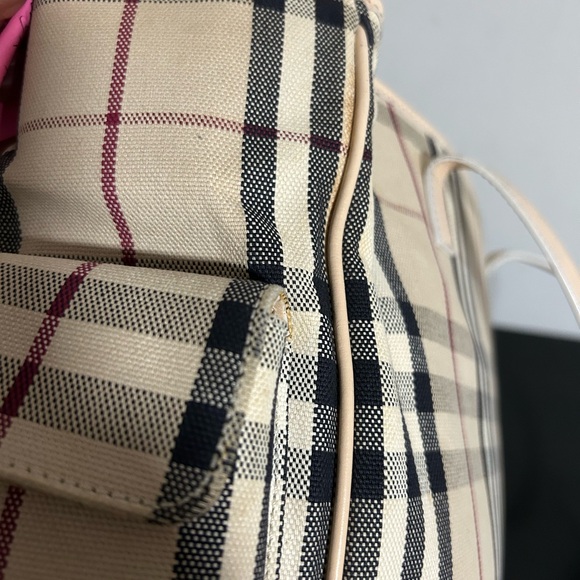 Burberry bag in beige Haymarket canvas and beige leather - Picture 11 of 17